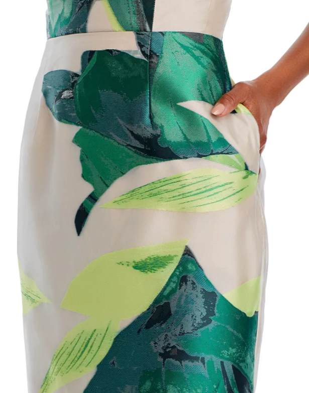 MILLY Asymmetrical Tropical Jacquard Dress MSRP $795