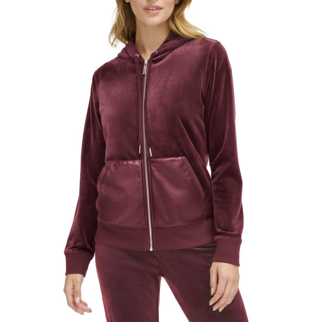 Calvin Klein Velour Mixed Media Zip Hoodie MSRP $89.50