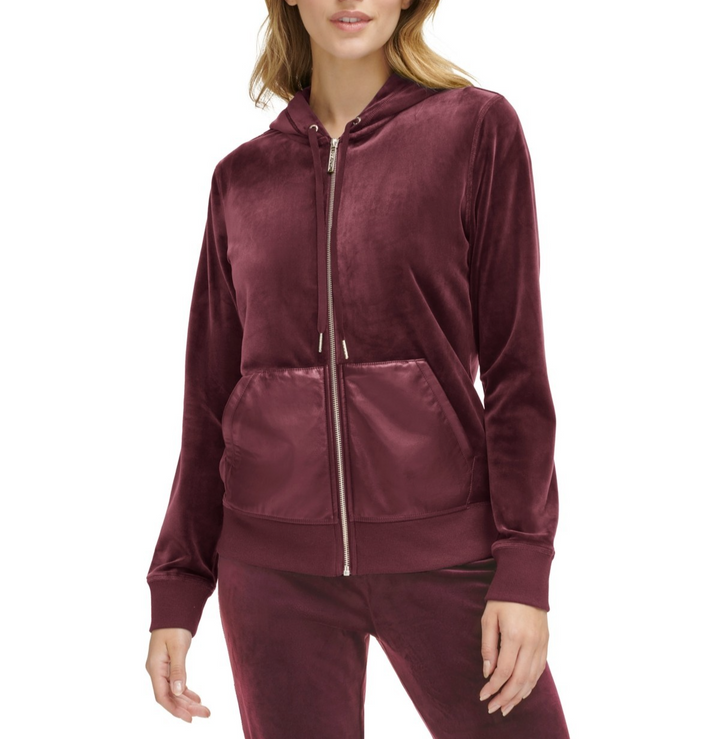 Calvin Klein Velour Mixed Media Zip Hoodie MSRP $89.50