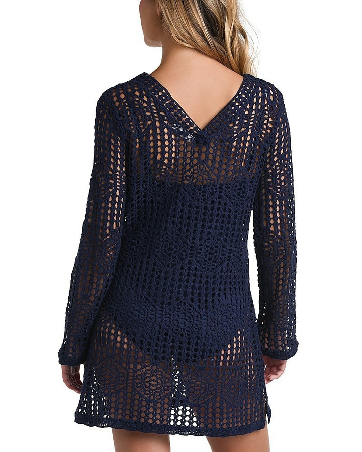 La Blanca Waverly Crochet Swim Cover Up Tunic MSRP $127