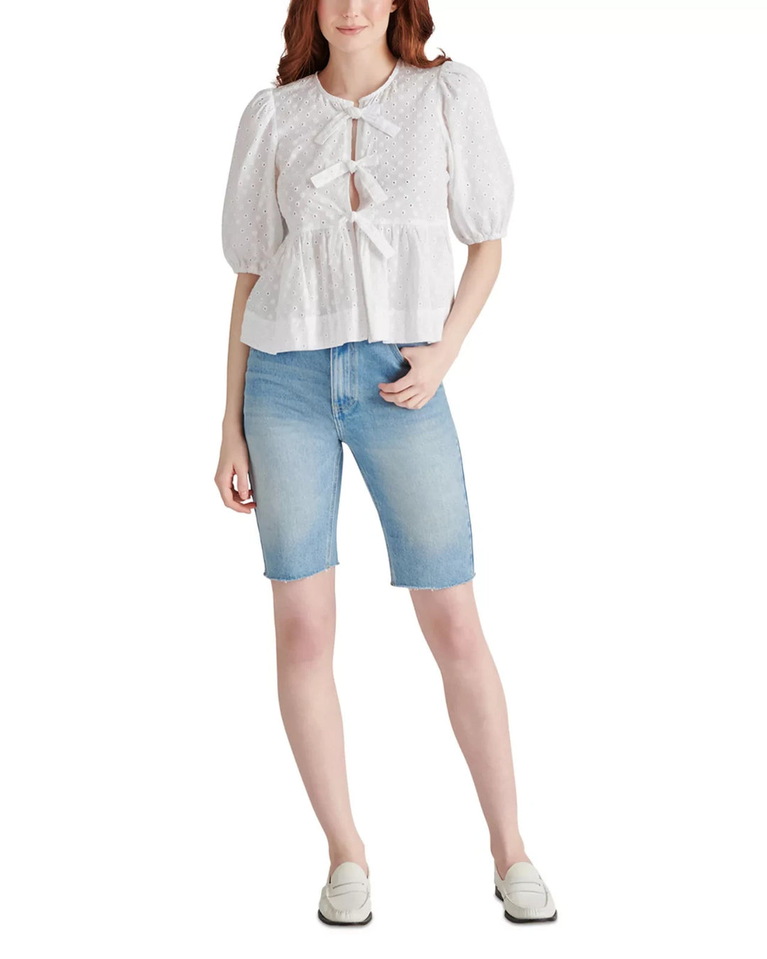 STEVE MADDEN Paula Eyelet Tie Front Top MSRP $79