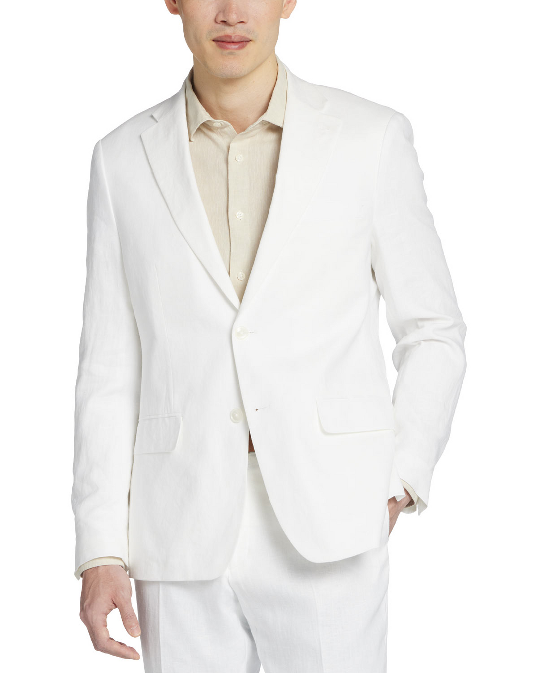 Bar III Men's Slim-Fit White 100% Linen Suit Jacket MSRP $360