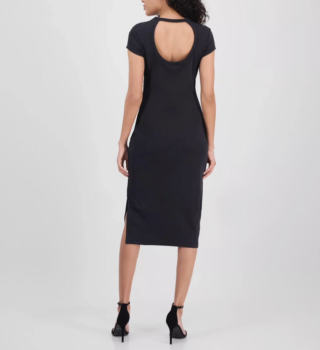 BOSS Orange Women's Ribbed Side-Slit Open-Back Jersey Dress MSRP $118