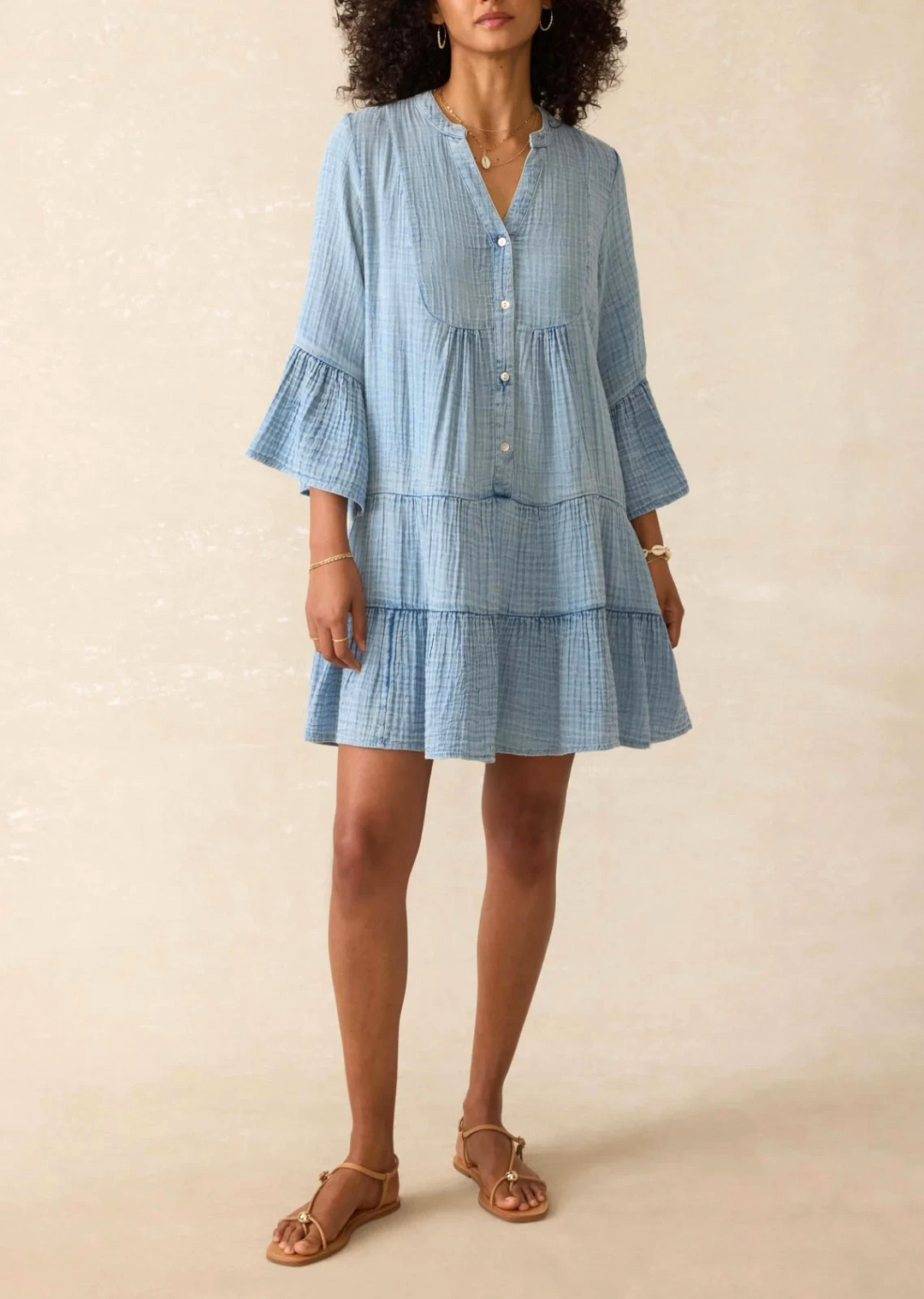 Faherty Kasey Organic Cotton Tiered Dress MSRP $168
