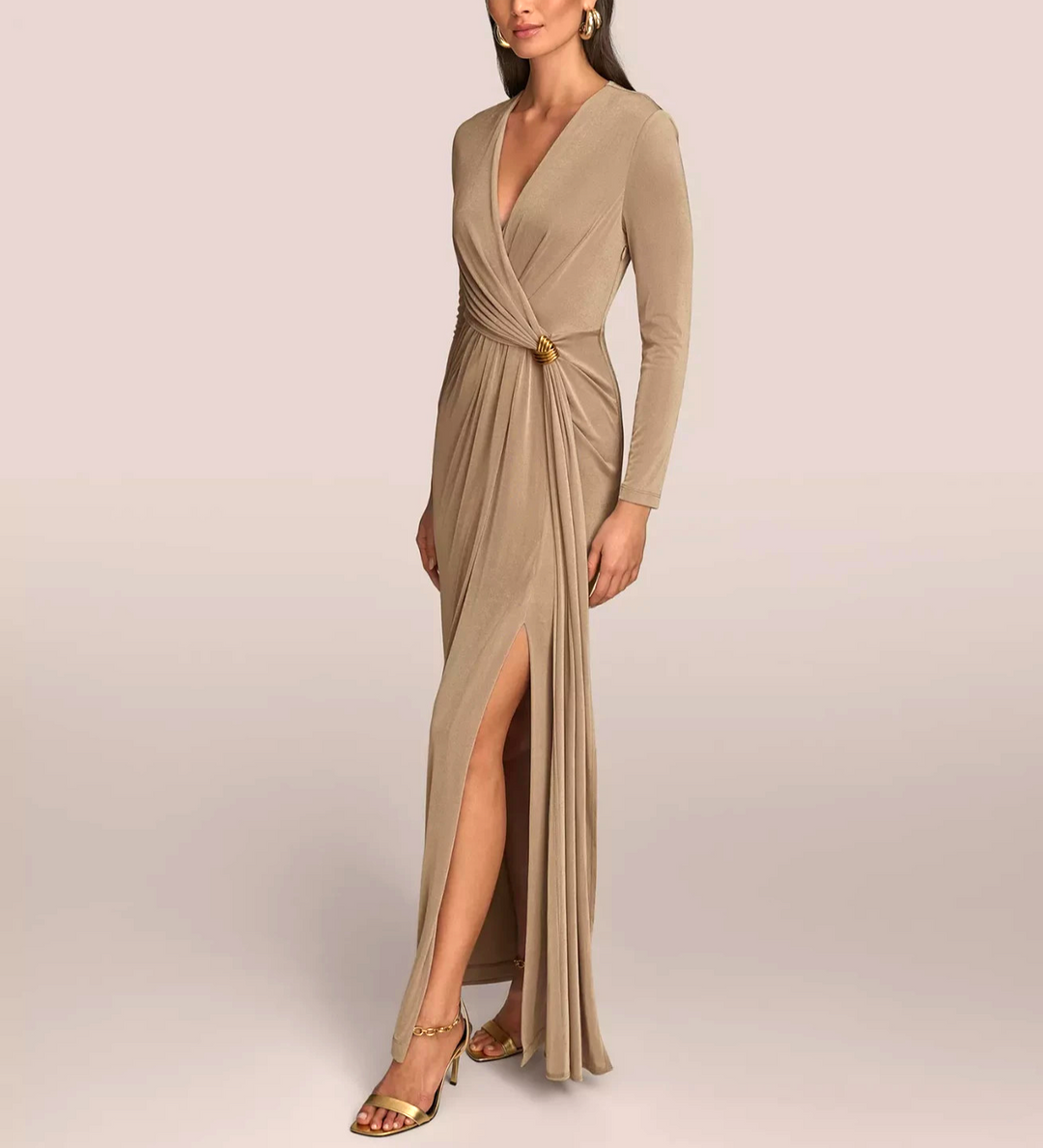 Donna Karan New York Women's Hardware-Trim Faux-Wrap Gown MSRP $219