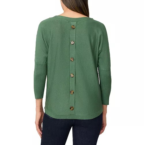 Melissa Paige Women's Boatneck Button-Back Dolman-Sleeve Sweater MSRP $ 46.50