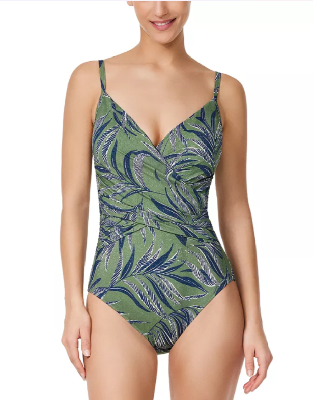 Profile by Gottex La Palm Crossover Neck One Piece Swimsuit MSRP $160