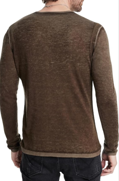 John Varvatos Christie Reversible Regular Fit Long Sleeve Silk Henley MSRP $448