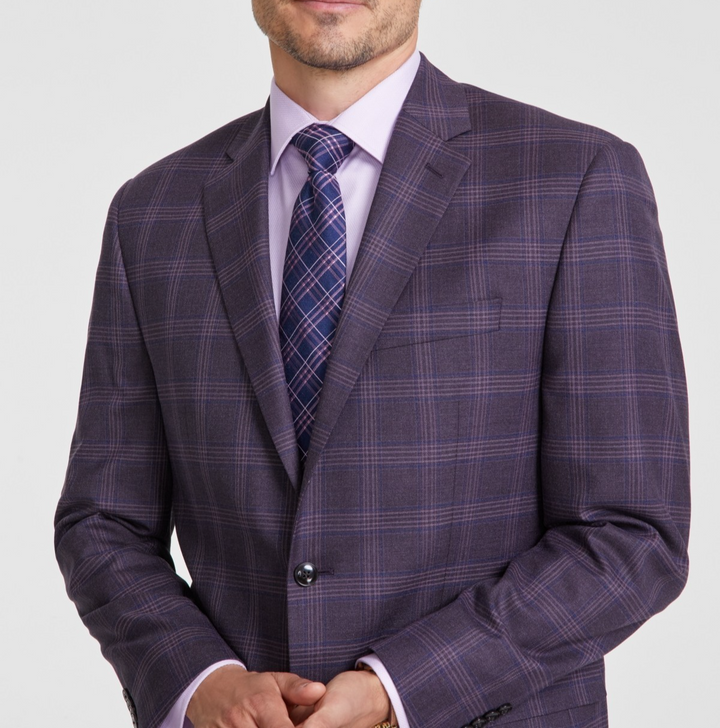 Michael Kors Men's Classic-Fit Burgundy Plaid Sport Coat MSRP $295