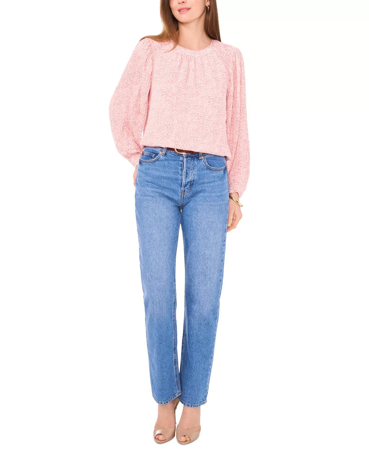 VINCE CAMUTO Smocked Trim Puff Sleeve Top MSRP $89