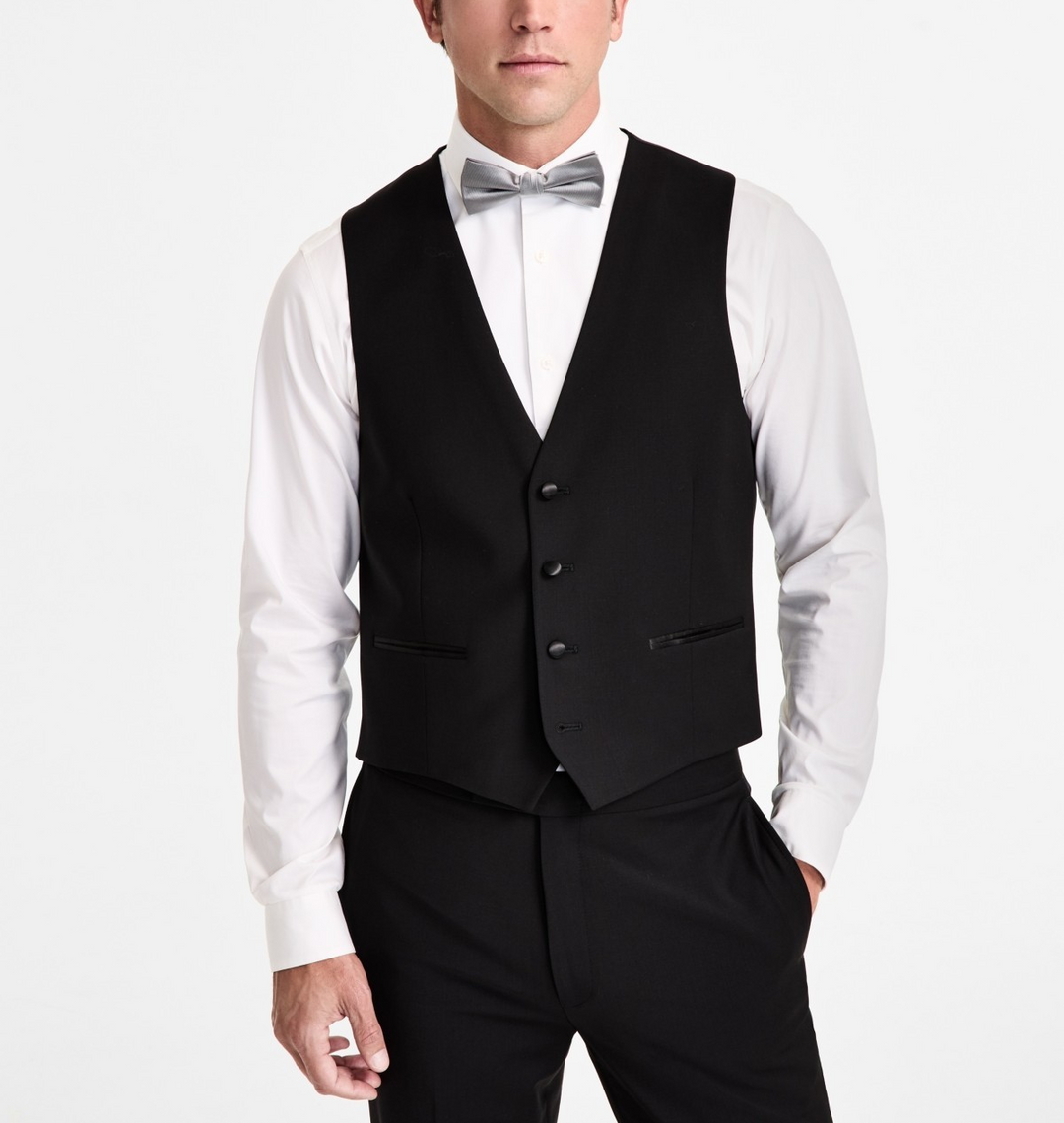 Calvin Klein Slim-Fit Wool-Blend Tuxedo Vest MSRP $125
