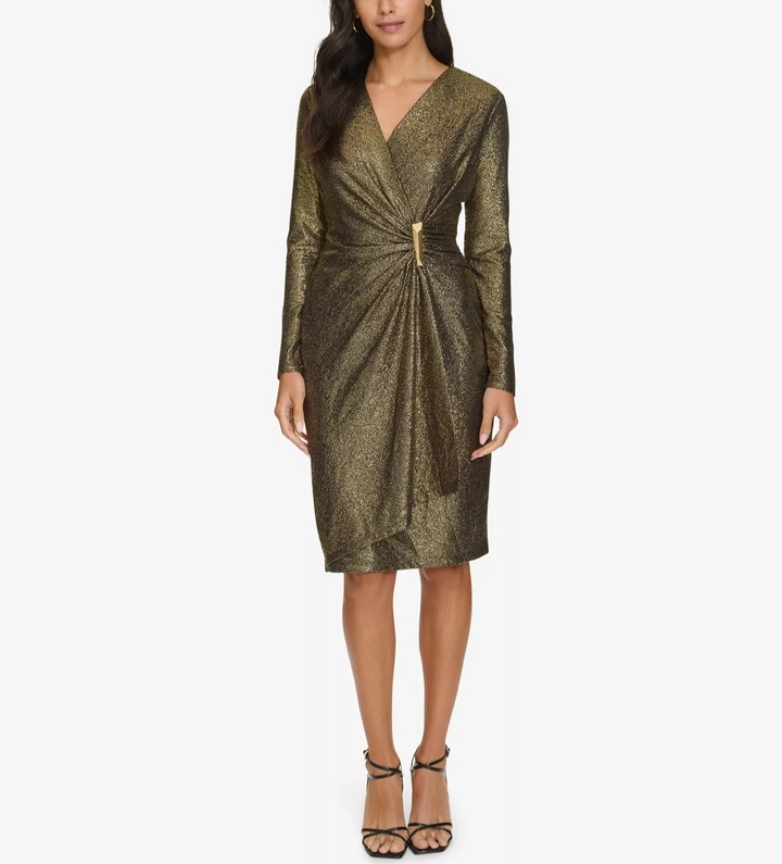 Calvin Klein Women's Long-Sleeve Wrap Dress MSRP $139