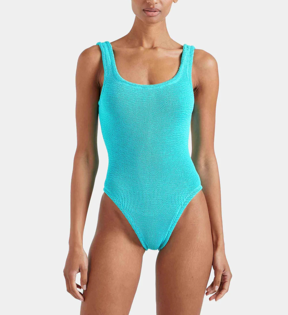 Hunza G Square Neck Crinkle One Piece Swimsuit MSRP $255