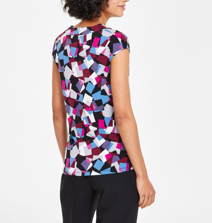 Kasper Petite Cowlneck Abstract-Print Knit Top MSRP $49