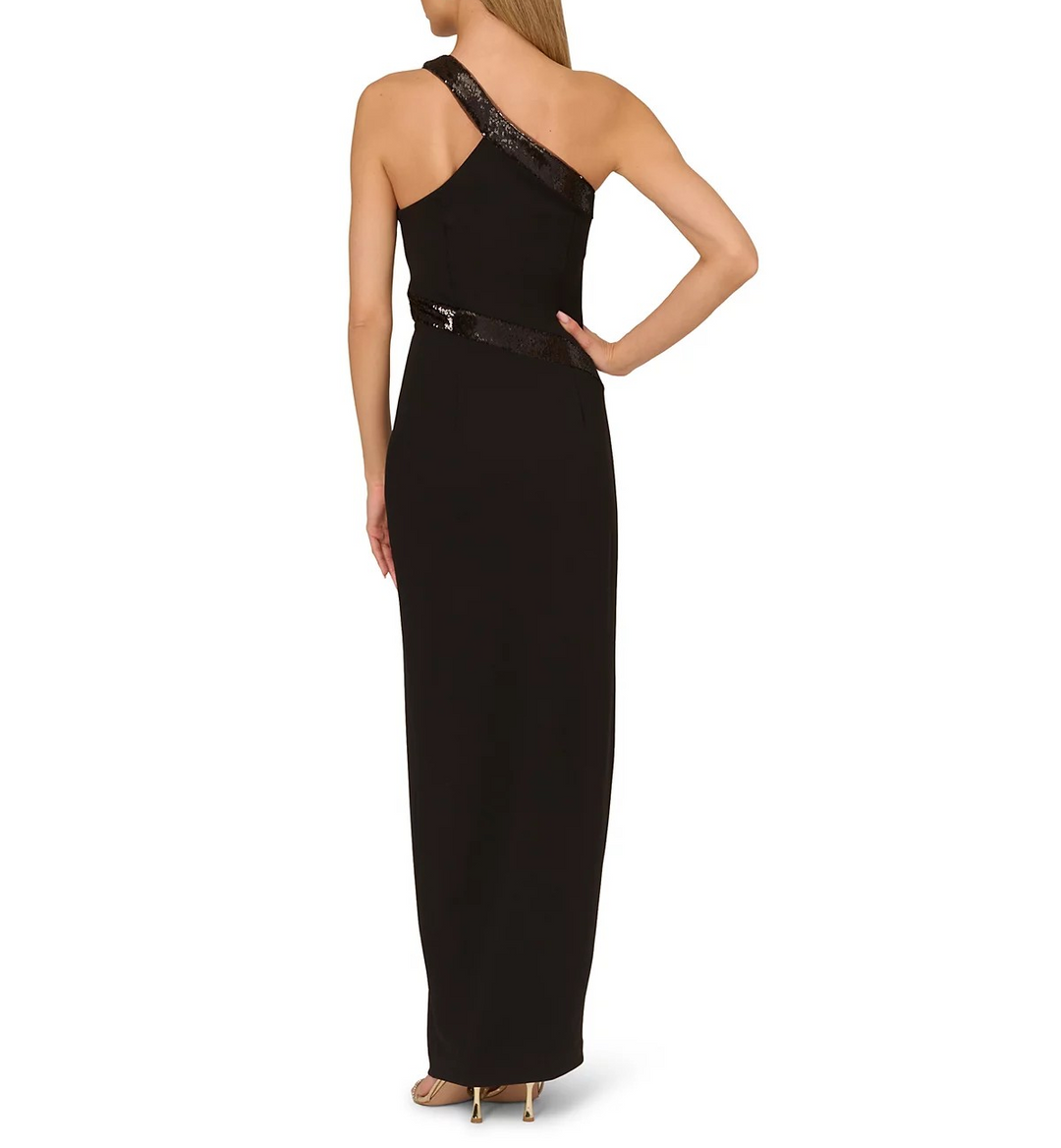 Adrianna by Adrianna Papell Women's Asymmetric Sequin Trim Gown Dress MSRP $245