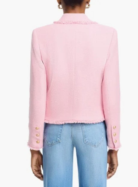 L'AGENCE Sylvia Fringe Trim Tweed Jacket MSRP $595