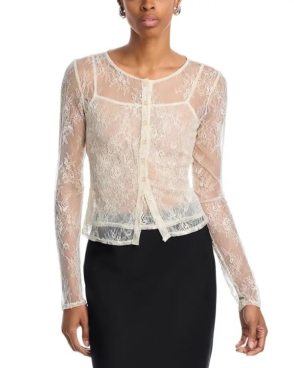 Wayf Penelope Lace Camisole & Cardigan Set MSRP $88