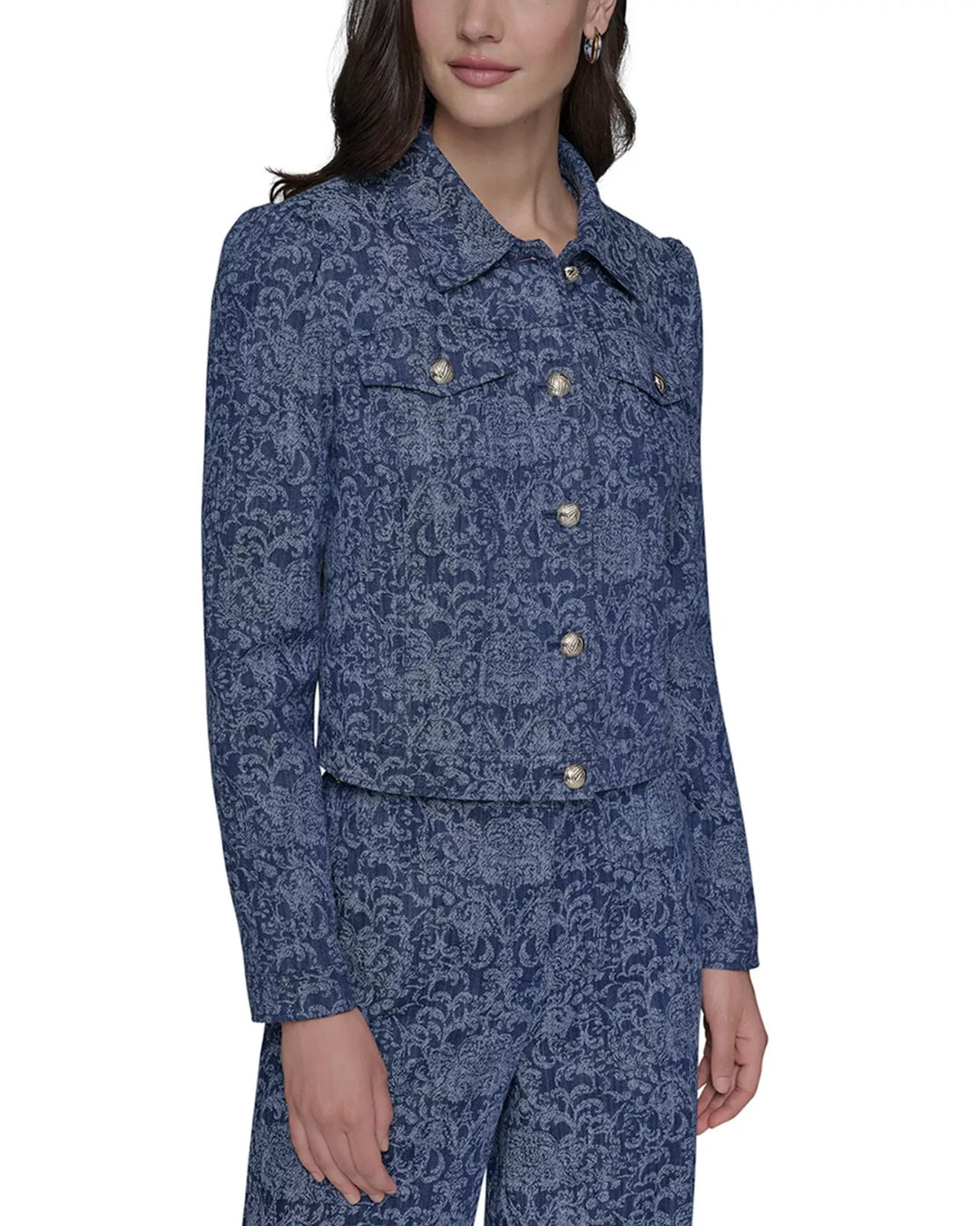 Karl Lagerfeld Paris Cropped Motif Jean Jacket MSRP $189