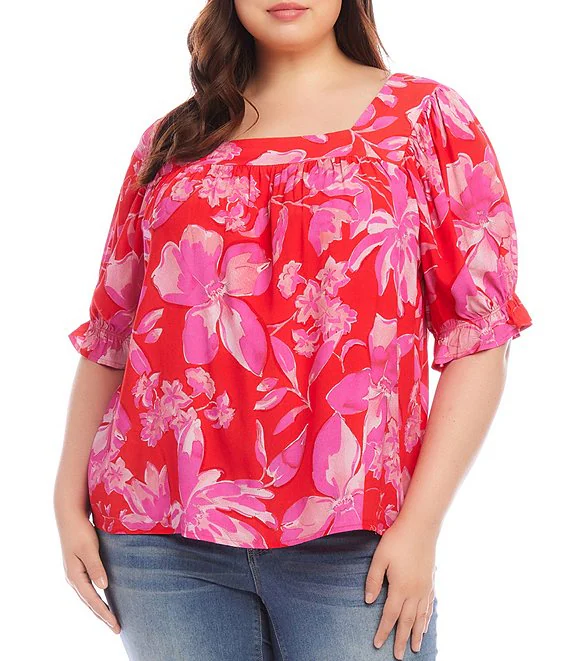 Karen Kane Petites Floral Ruffle Sleeve Top MSRP $139