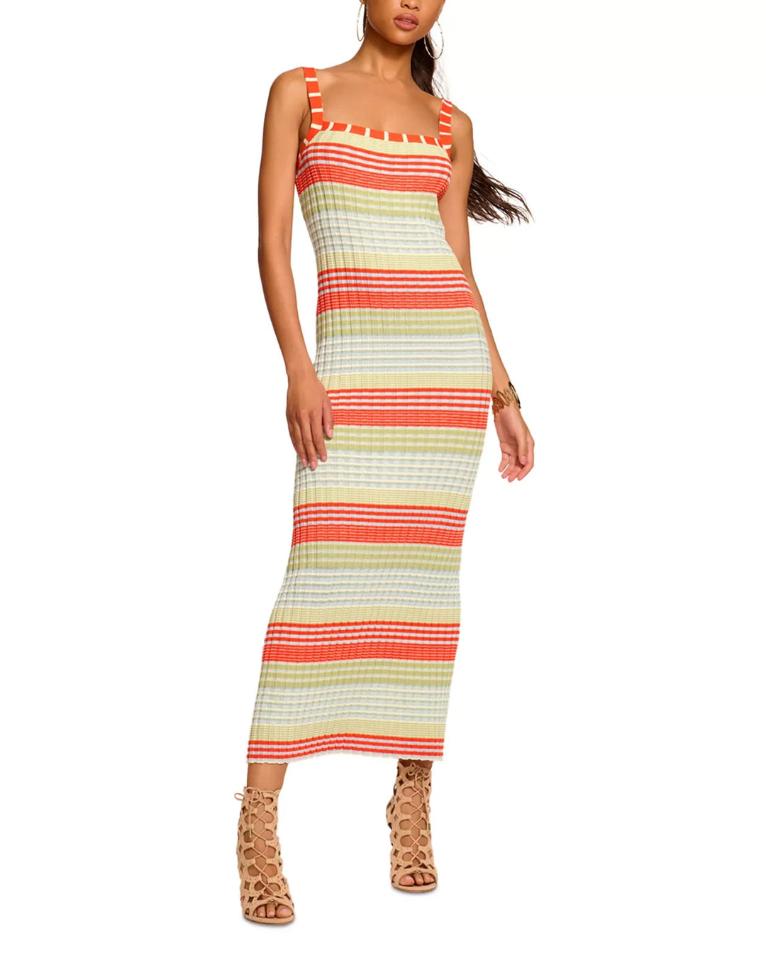 Ramy Brook Cheval Striped Square Neck Dress MSRP $465