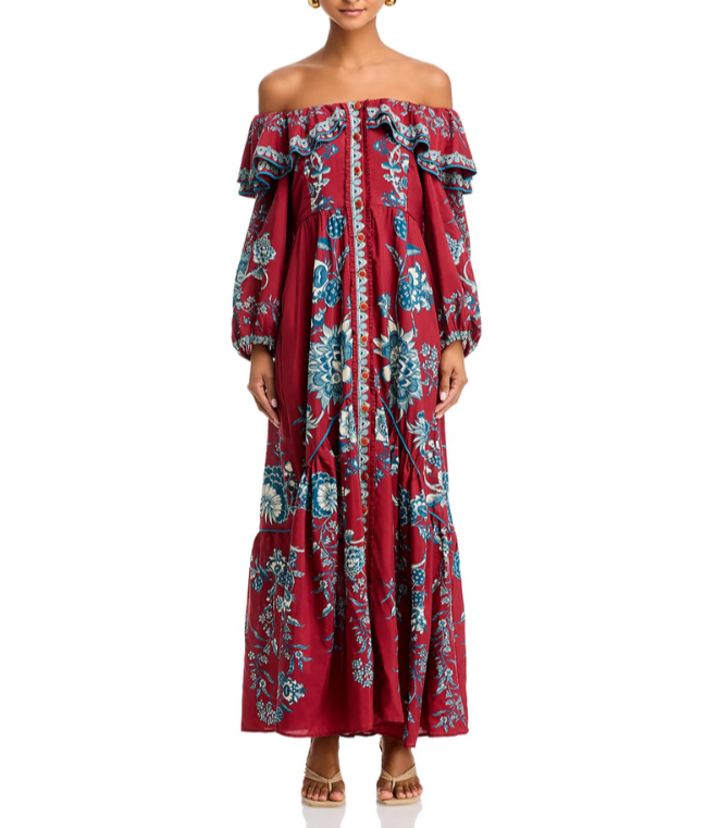 FARM Rio Tropical Landing Off-the-Shoulder Dress MSRP $330