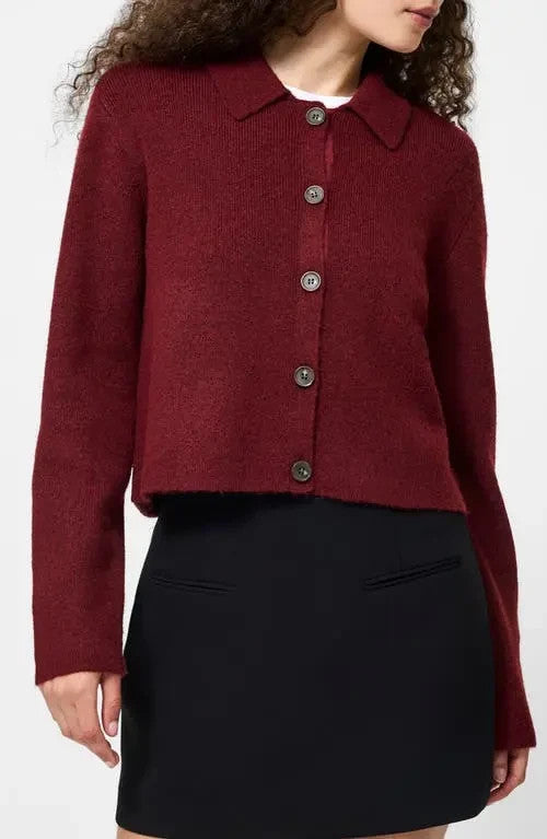 French Connection Ellie Collared Knit Cardigan MSRP $138