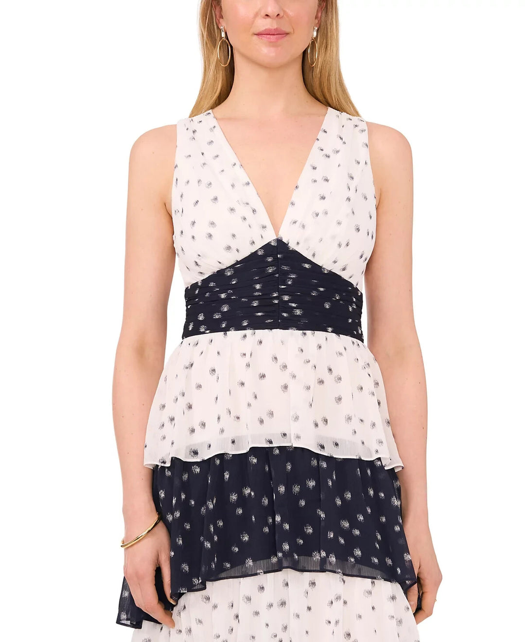 1.STATE Colorblocked Tiered Maxi Dress MSRP $129