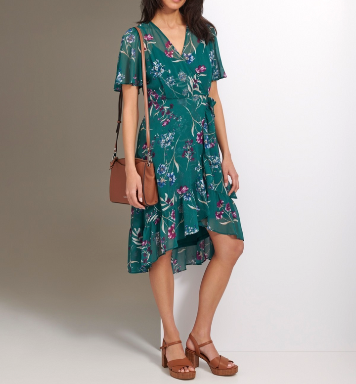 Calvin Klein Chiffon Floral Midi Women's Dress MSRP $129
