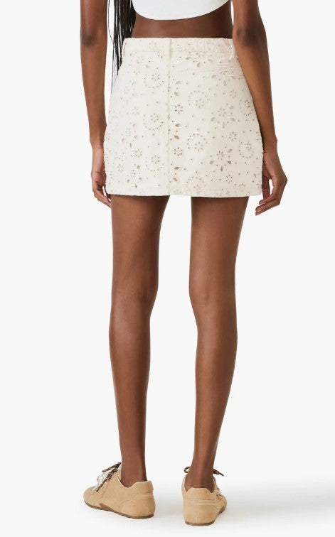 Steve Madden Beck Eyelet Embroidered Denim Miniskirt MSRP $89