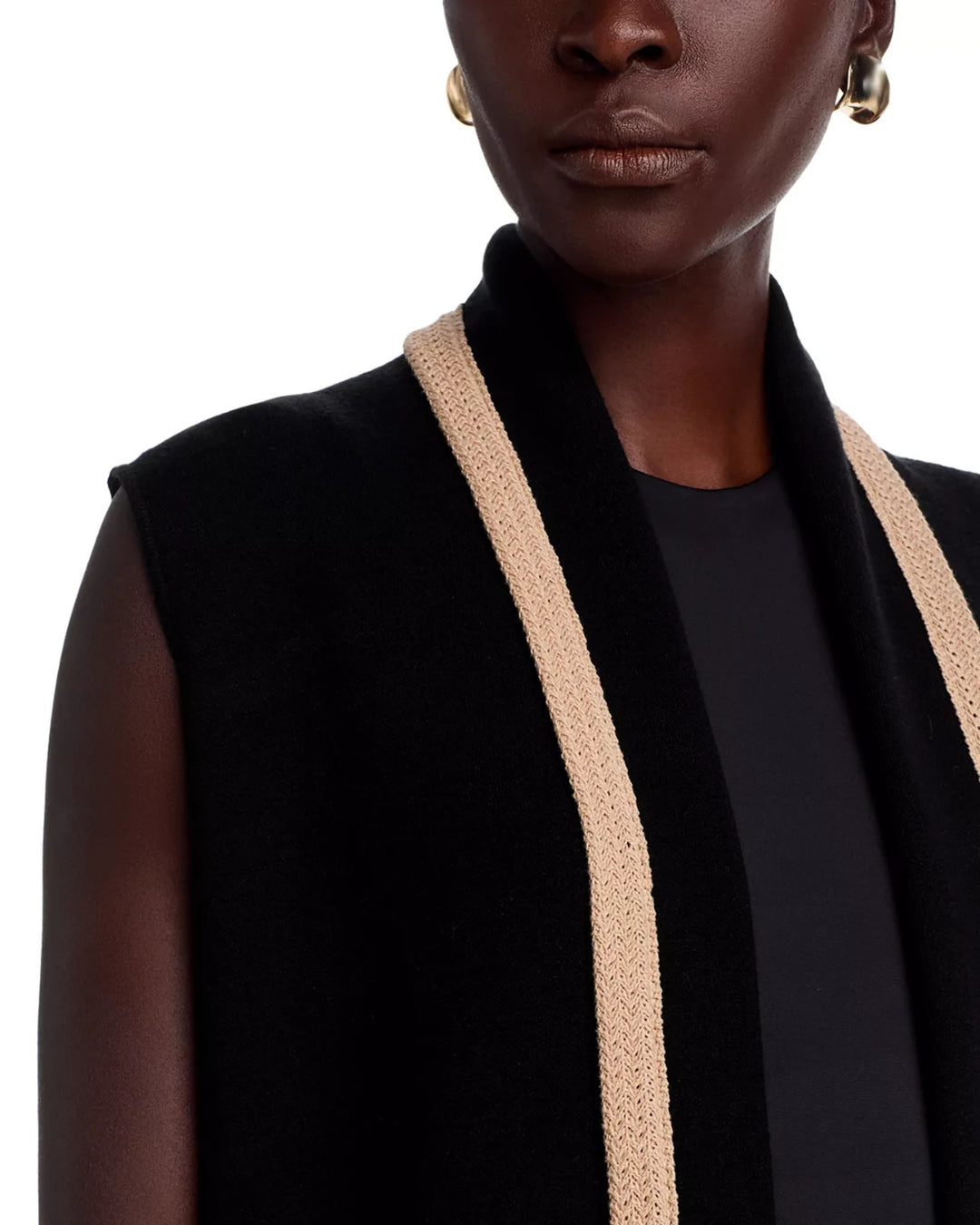 T Tahari Contrast Trim Long Cardigan MSRP $98