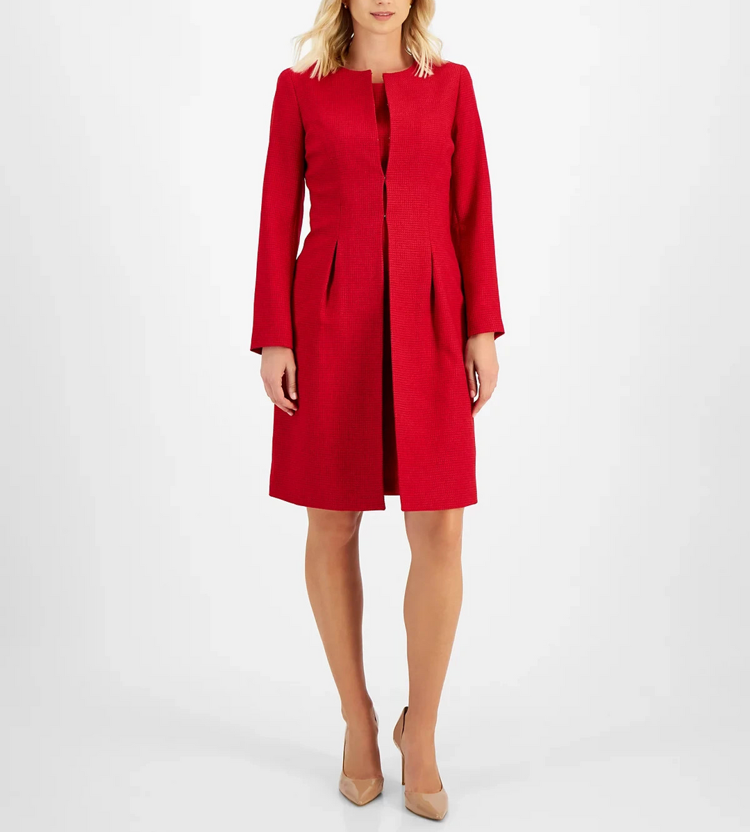 Le Suit Long Collarless Jacket Dress Suit MSRP $300