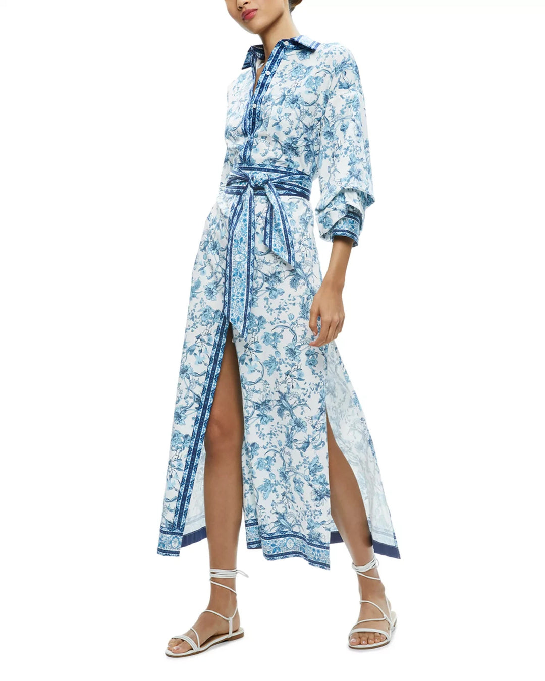 Alice and Olivia Tanika Printed Button Down Maxi Dress MSRP $495