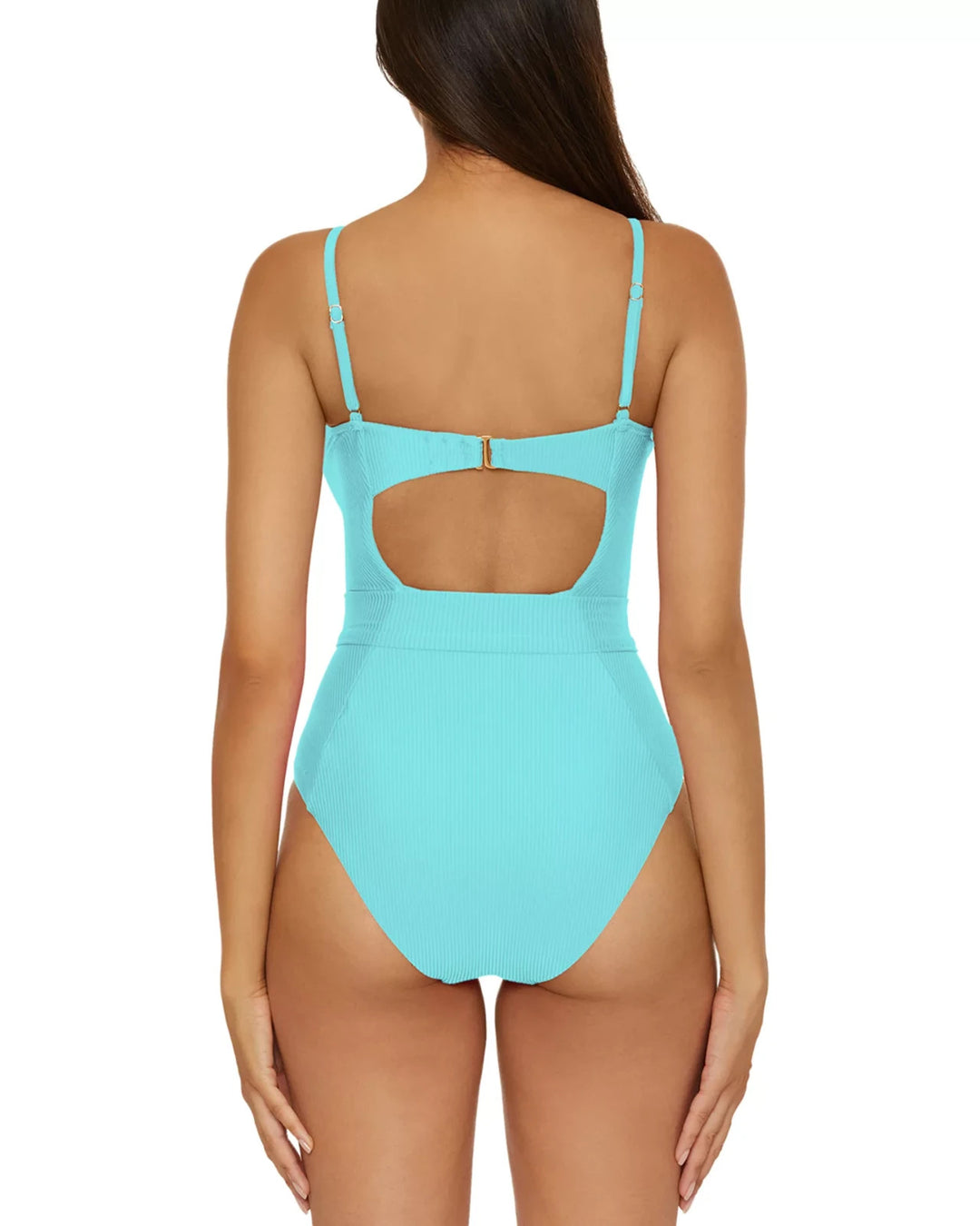 Becca by Rebecca Virtue Monte Carlo Ribbed One Piece Swimsuit MSRP $158