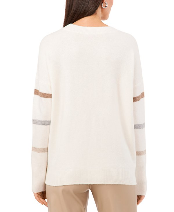 Vince Camuto Women's Crewneck Sequin-Stripe Sweater MSRP $69