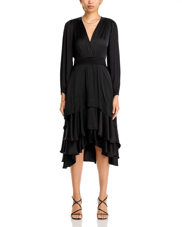 STEVE MADDEN Bei Surplice Neck Asymmetric Midi Dress MSRP $139