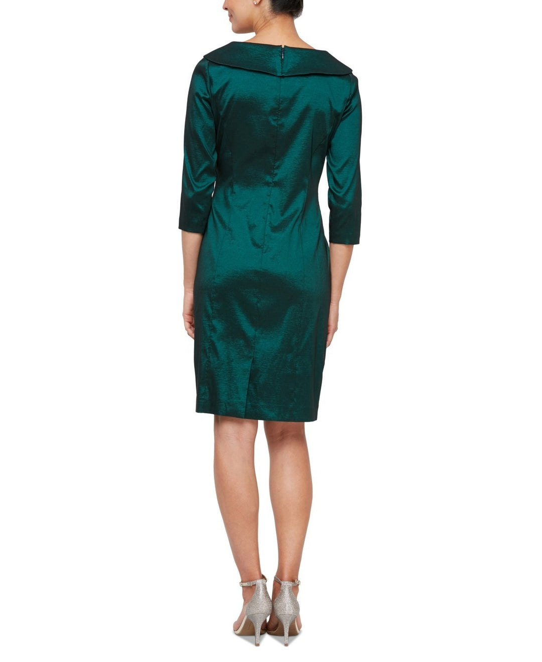 Alex Evening Women's Ruched Portrait-Collar Sheath Dress MSRP $179