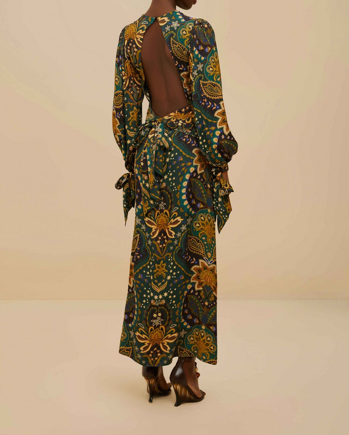 Farm Rio Jaipur Lenzing Ecovero Viscose Maxi Dress MSRP $270