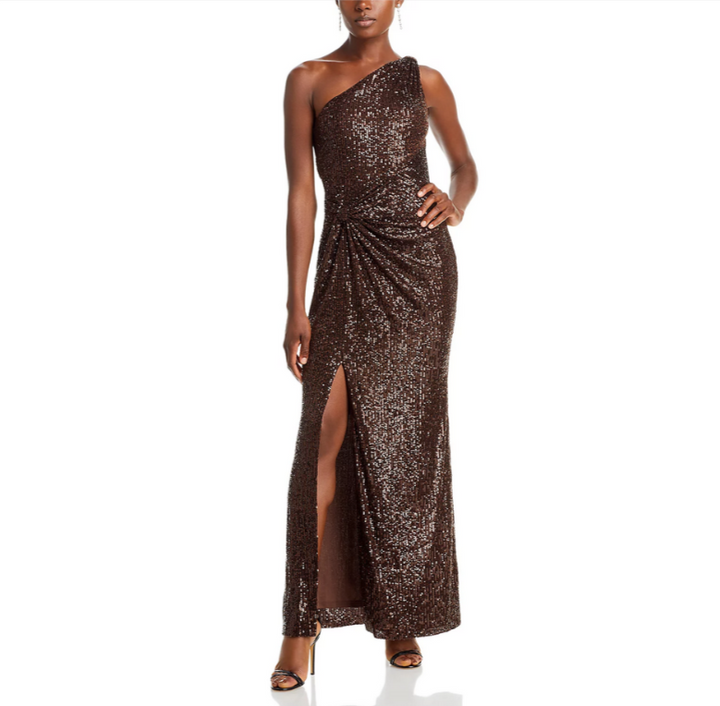 Eliza J Sequined One Shoulder Gown MSRP $248