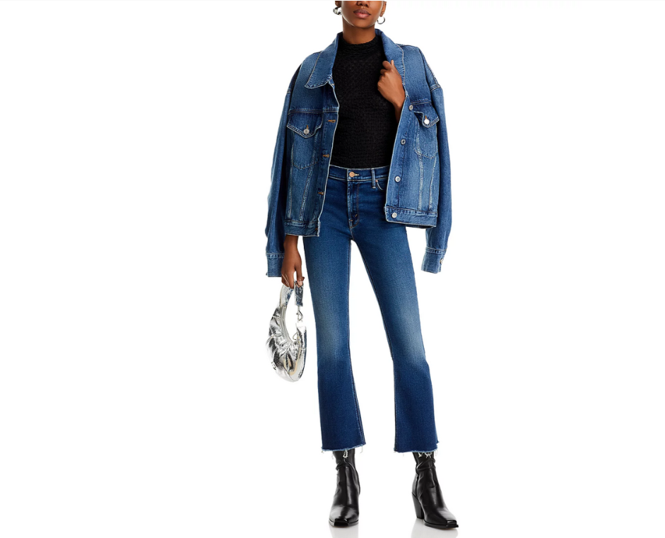 MOTHER The Outsider High Rise Ankle Fray Flare Jeans MSRP $258