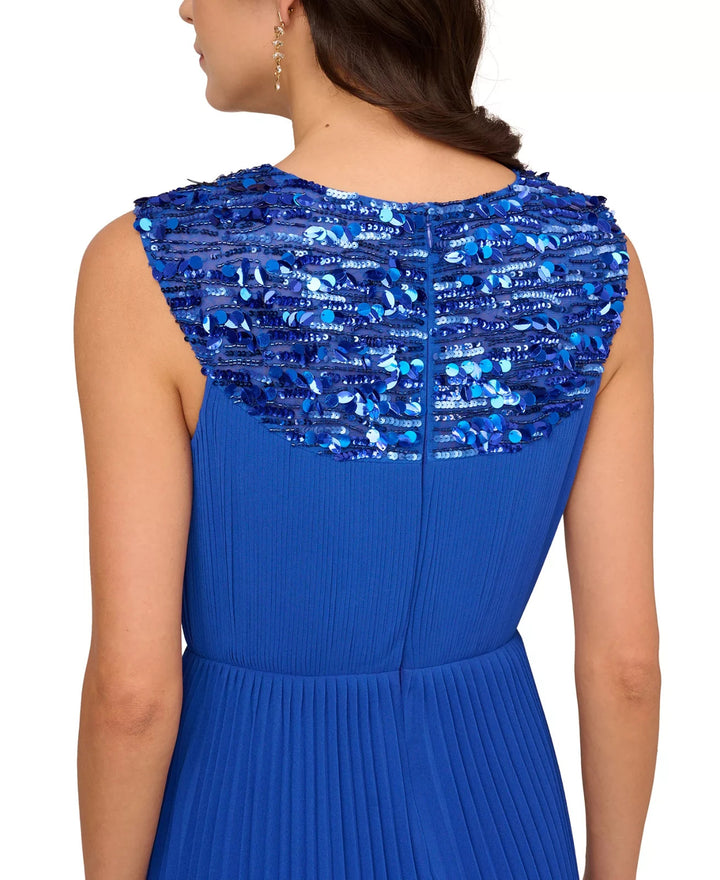 Adrianna Papell Women's Pleated Chiffon Halter Dress MSRP $249