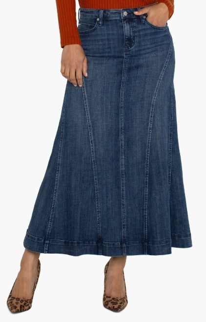 Liverpool Los Angeles Mermaid Denim Maxi Skirt MSRP $119