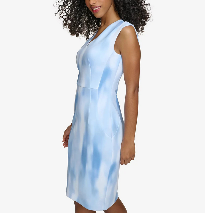 Calvin Klein Printed V-Neck Sheath Dress MSRP $129