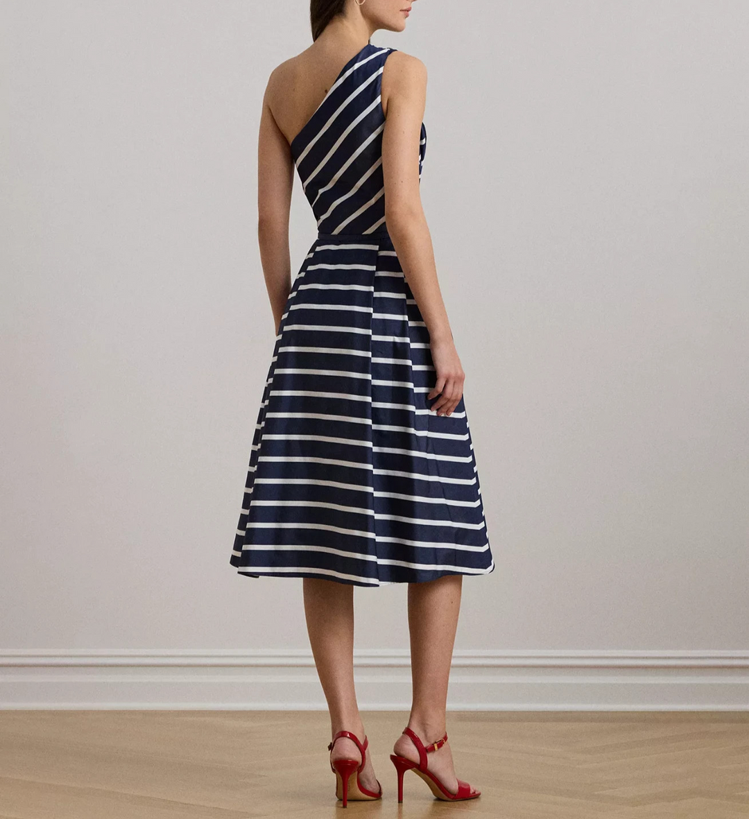 Lauren Ralph Lauren Women's Striped Belted Taffeta Cocktail Dress MSRP $345