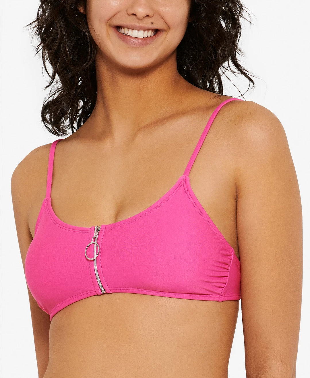 Hula Honey Juniors' Solid Zipper Bralette Bikini Top