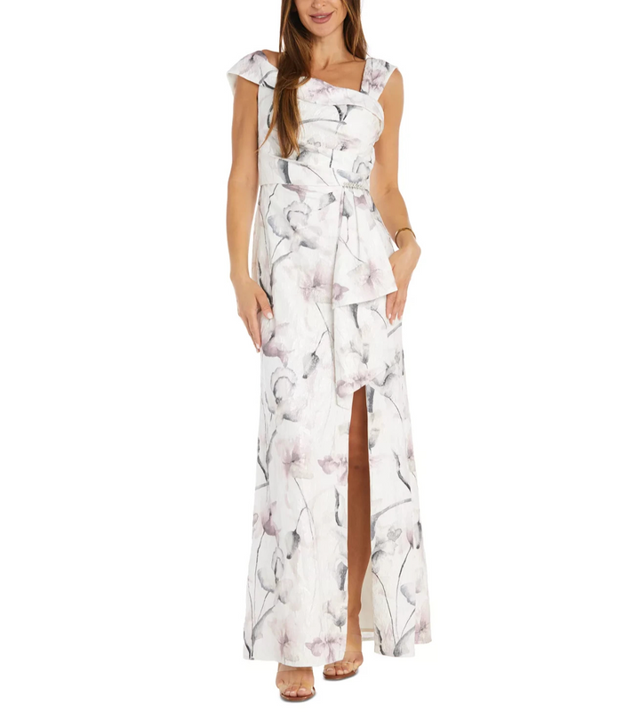 R & M Richards Women's Pleated Top One-Shoulder Gown MSRP $149
