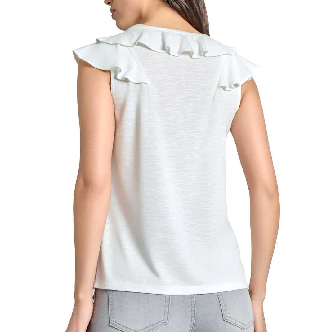 Jones New York Women's Ruffled V-Neck Top MSRP $59.50