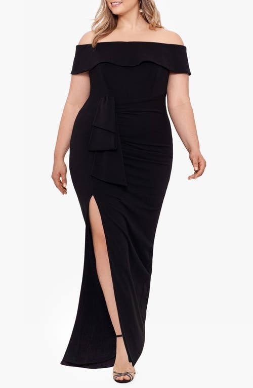 XSCAPE Plus Size Off-The-Shoulder Gown MSRP $259