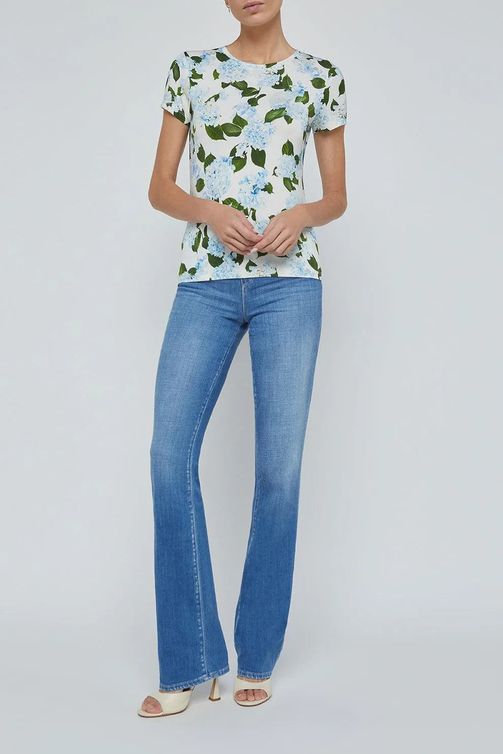 L'Agence Ressi Short-Sleeve Hydrangea Tee MSRP $115