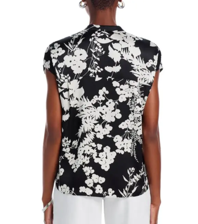 Vince Arboretum Silk Cap Sleeve Top MSRP $365