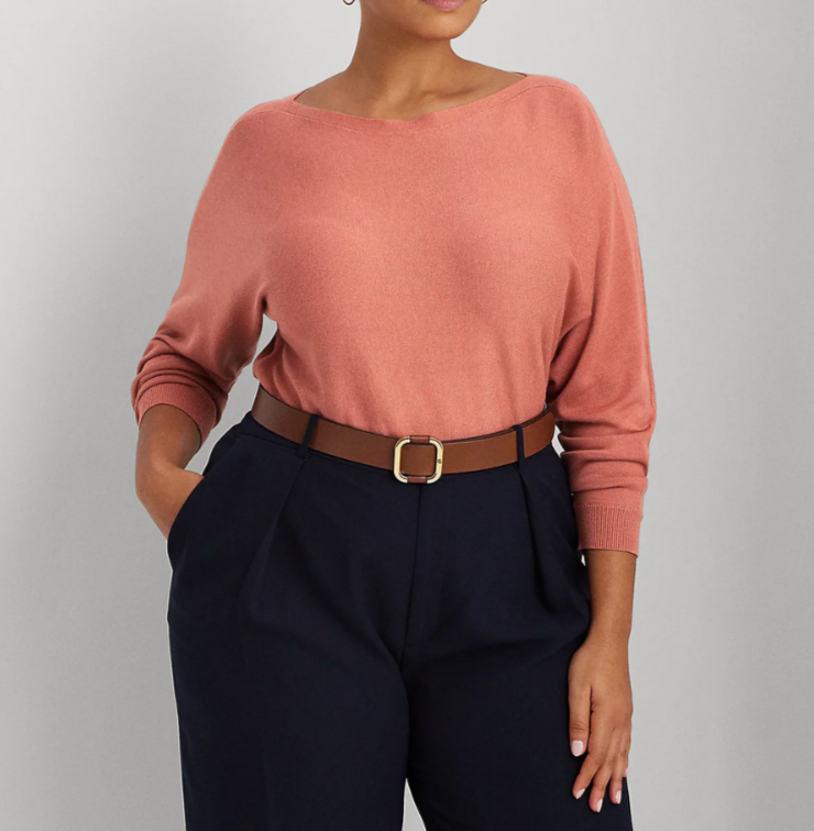 LAUREN Ralph Lauren Plus Size Dolman-Sleeve Sweater MSRP $125